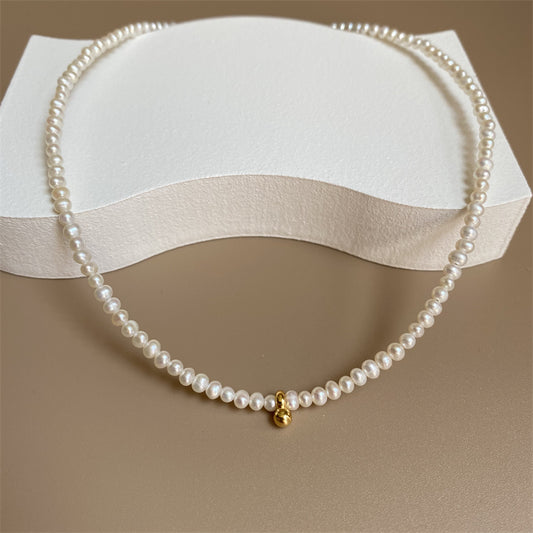 Love Crush Jewelry#Classic Minimalist Necklace, Natural Fresh water Baby Pearls Beaded Choker